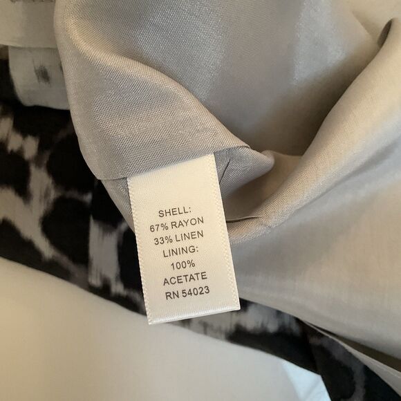 Banana Republic Skirt Women's 4 Black Gray Animal Print Pencil Linen Blend - Picture 8 of 9